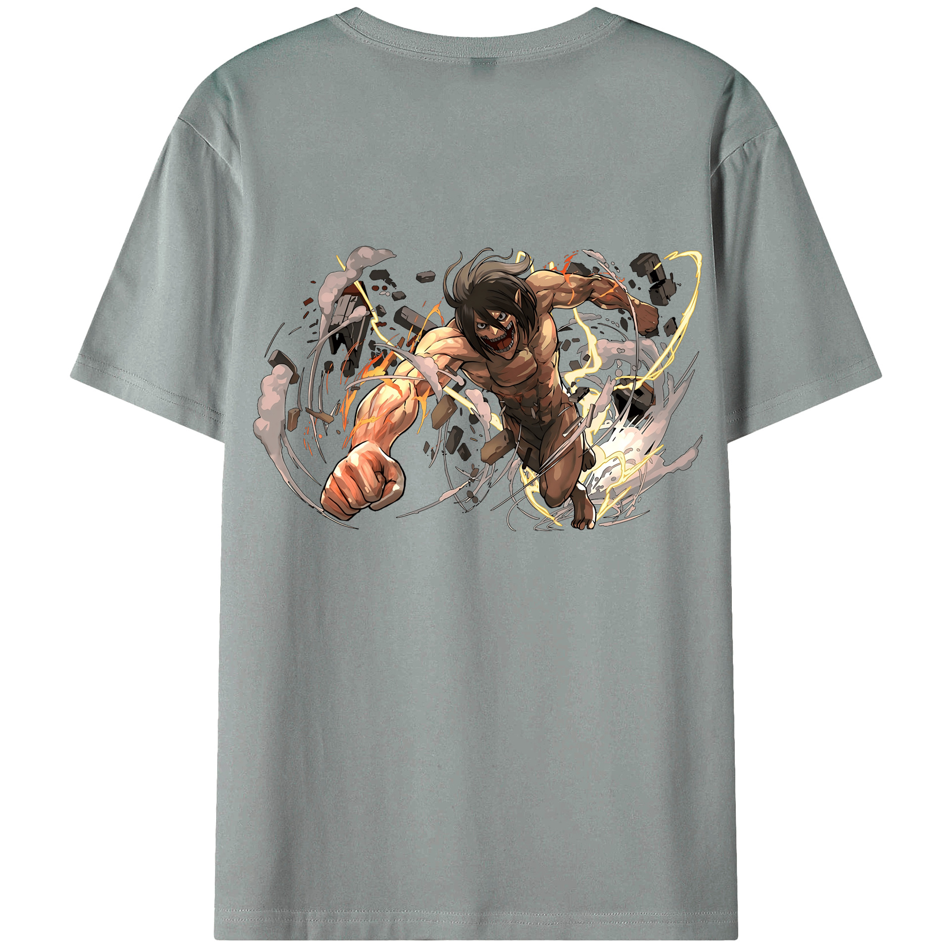 （画像用） 進撃の巨人 Attack on Titan 綿100％ メンズ半袖Tシャツ（バックプリント） 通気性
